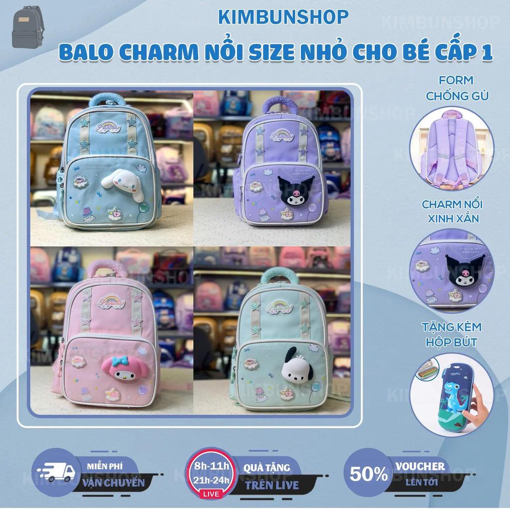 (TẶNG HỘP BÚT) Balo chống gù cao cấp size nhỏ cho bé 14-37kg có CHARM xịn dễ thương hình Kuromi, Melody- Kimbunshop41