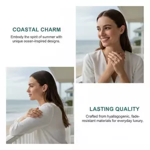 PNPIA- Nhẫn Seastar mạ vàng pha lê trắng dành cho nữ Vỏ sò bằng đồng Tuyên bố có thể điều chỉnh Kỷ niệm thời trang