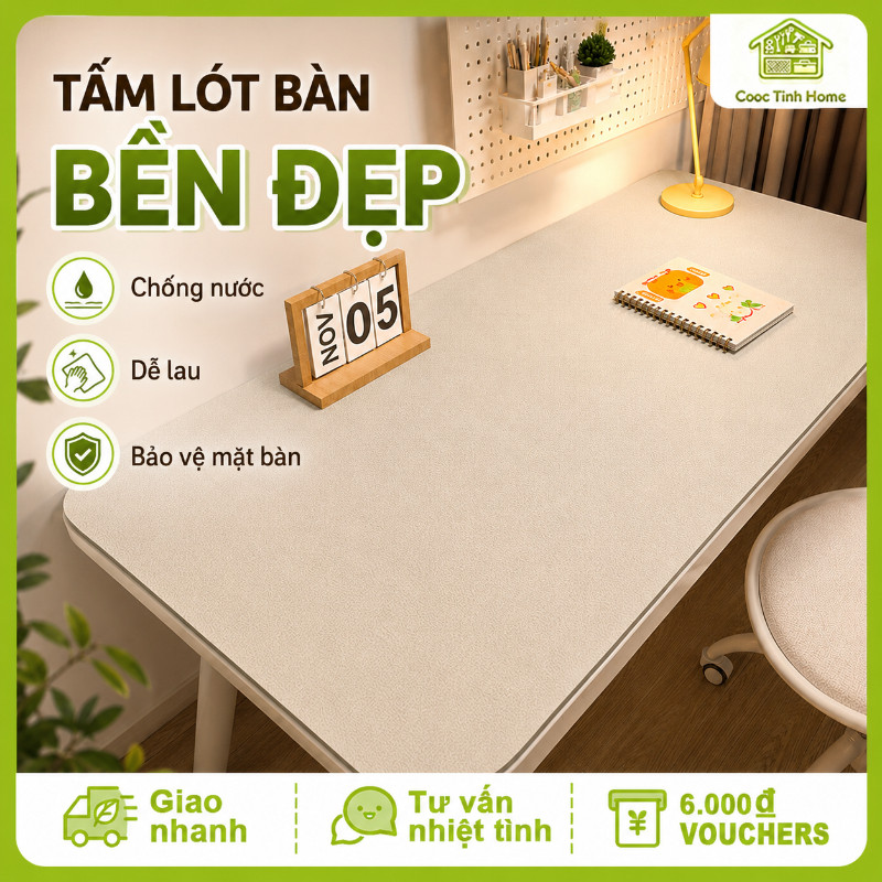 Tấm Trải Bàn Da PU Chống Thấm Nước, Thảm Trải Bàn Học Sinh Chống Trượt Bảo Vệ Mặt Bàn Hiện Đại