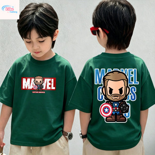 Áo Thun Trẻ Em In Hình Captain America 2 Mặt, Vải Cotton, Thời Trang Hàn Quốc, Cho Bé Trai Mùa Hè