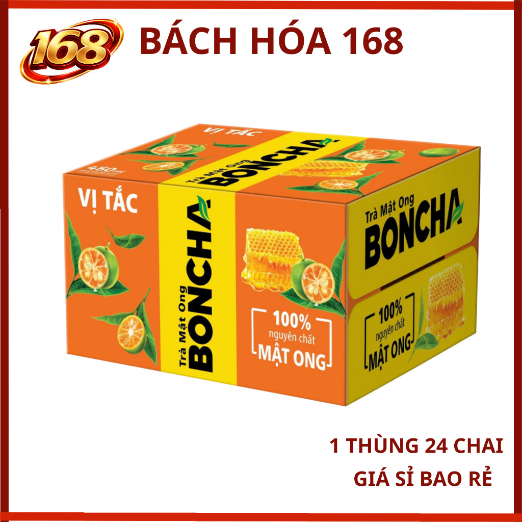 Trà mật ông Boncha vị TẮC 450ml (24) (màu Cam)