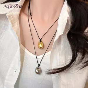 AqToCna Đa Năng Đơn Giản Đậu Kim Loại Mặt Dây Nelace Cho Nữ Bé Gái Cá Tính Thời Trang Xương Đòn Nelace Phụ Kiện Trang Sức Quà Tặng AqToCna