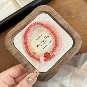 Ruicailihua Vòng Tay Năm Gói Hai Lớp Màu Pha Lê Đính Hạt Ánh Sáng Phong Cách Sang Trọng Vòng Tay Cặp Đôi Quà Tặng 5.26