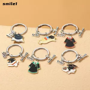 Móc khóa mũ tốt nghiệp SMILE, Móc khóa mũ áo choàng tốt nghiệp bằng hợp kim 2026, Lễ tốt nghiệp đơn giản đa năng Mũ bác sĩ tinh tế Lễ tốt nghiệp