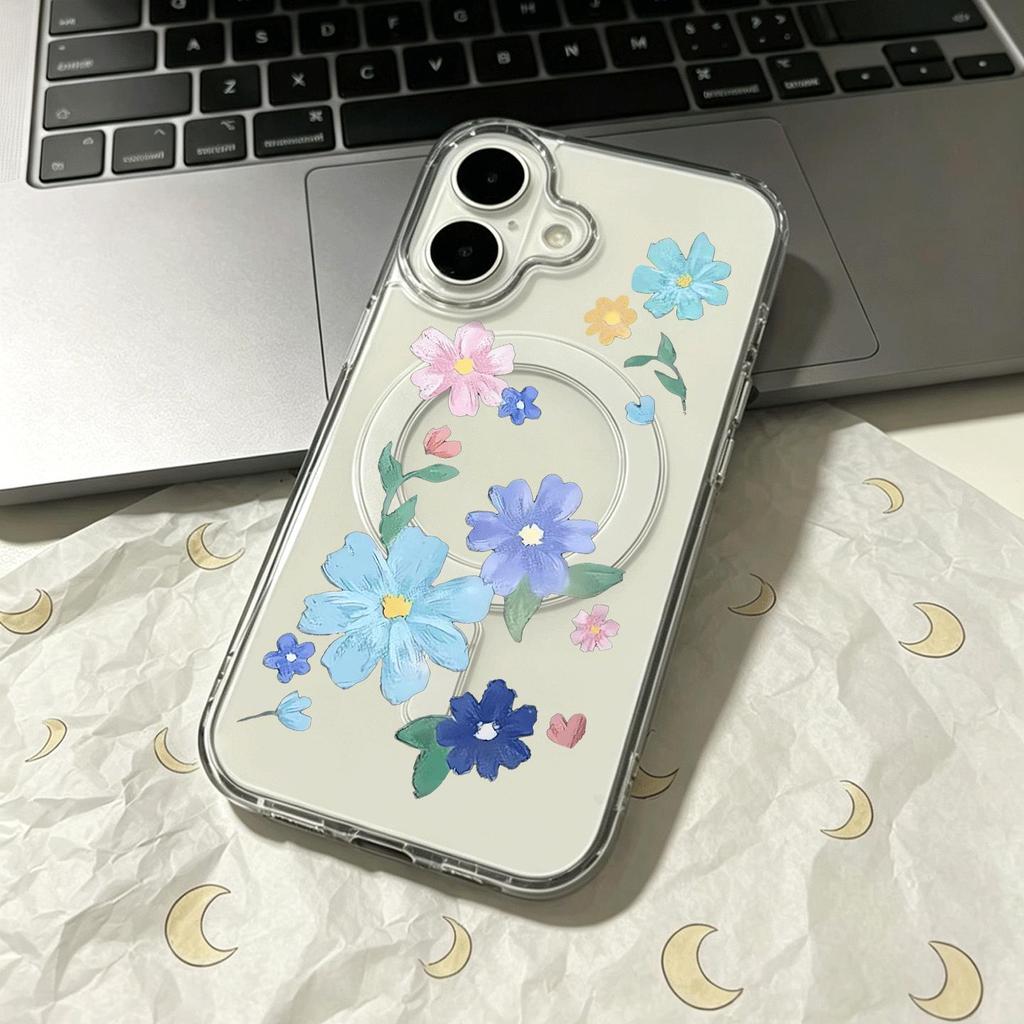 Hoa sơn dầu màu hồng Thích hợp iPhone 1714p15 trường hợp điện thoại 1311 mới 12 hút từ