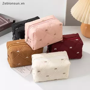 Túi đựng mỹ phẩm nơ xinh HB cho nữ, hộp cọ trang điểm du lịch di động, túi vệ sinh rửa tiện lợi