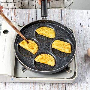 Chảo rán chống dính, chảo bốn lỗ đa năng phong cách Hàn Quốc để chiên trứng, dụng cụ nhà bếp