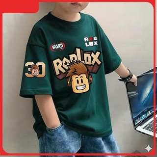 Áo thun bé trai và bé gái mùa hè in hình Roblox mát mẻ Áo thun cotton mềm mại thoáng khí thoải mái