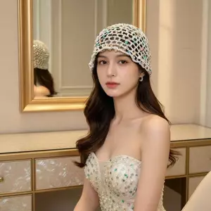 < YEI > Mũ dệt kim sáng bóng Sequin hợp thời trang Thiết kế thoáng khí Hoàn hảo cho trang phục thời trang Mới