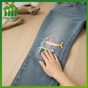 SWEET Cá Biển Mùa Hè Trẻ Em Huy Hiệu Thêu Miếng Dán Cá Heo Thạch Sắt Trên May Táo Cho DIY Quần Áo Túi Phụ Kiện n