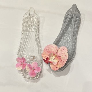 Giày Nữ Thạch Thời Trang Thường Ngày Bên Ngoài Dép Nữ Pha Lê Trong Suốt Lỗ Giày Sandal Hoa