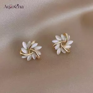 AqToCna 1 Đôi Bông Tai Hình Cánh Hoa Opal Thanh Lịch Và Tinh Tế Cho Người Phụ Nữ AqToCna
