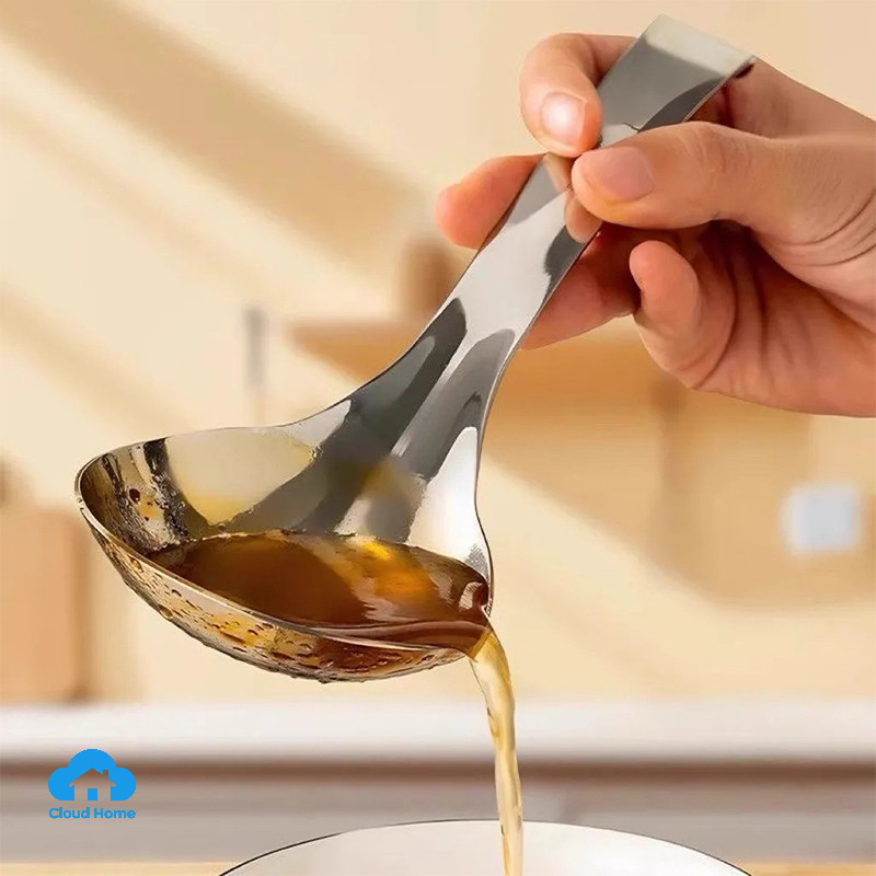 🌤️COD🌤️Muỗng canh bằng thép không gỉ, đầu muỗng to, sâu, có vòi rót, muỗng treo dày dặn dùng trong nhà bếp