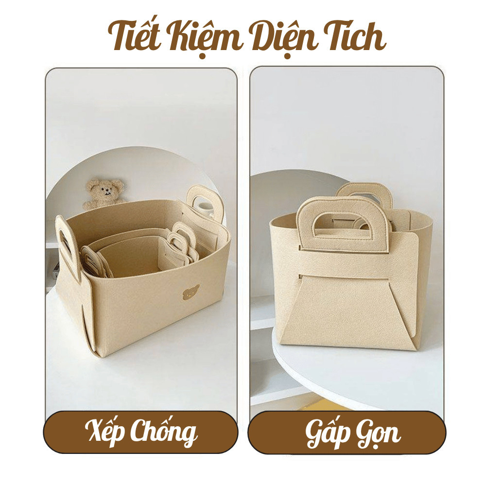 Giỏ Nỉ Đựng Đồ Gấp Gọn Đa Năng Hình Gấu HomeMate, Sọt Vải Đựng Quần Áo, Mỹ Phẩm, Đồ Chơi Decor Phòng Ngủ Dễ Thương