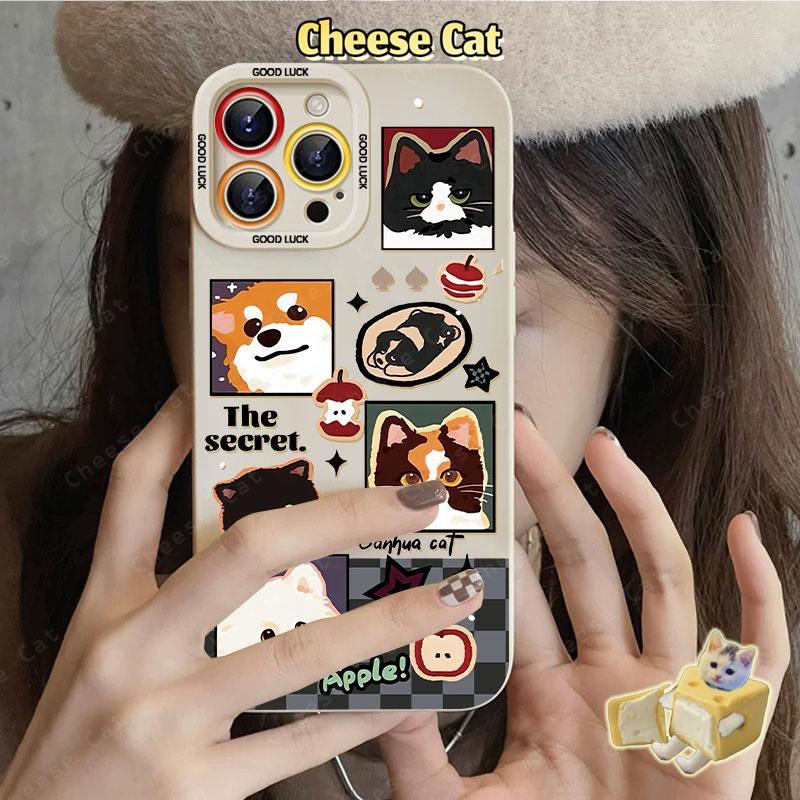 Ốp điện thoại hình chó mèo ngộ nghĩnh cho iPhone 14 13 15 Plus 11 12 16 17 Pro Max XR Xs Max 7Plus 6 8 SE