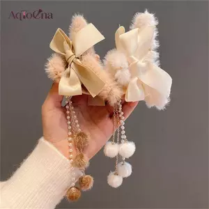AqToCna Thời Trang Nữ Mềm Mại Sang Trọng Nơ Ngọc Trai sel Tóc Vuốt Kẹp Tóc Thanh Lịch Mũ AqToCna