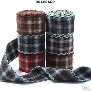 Ruy băng kẻ sọc BRBRAA, Viền gợn sóng Phong cách Anh Quốc Ruy băng cạnh gợn sóng, Quần áo May DIY Phụ kiện DIY DIY Preppy Nơ ruy băng để làm quà tặng Đóng gói Bao bì Dây buộc nơ Preppy