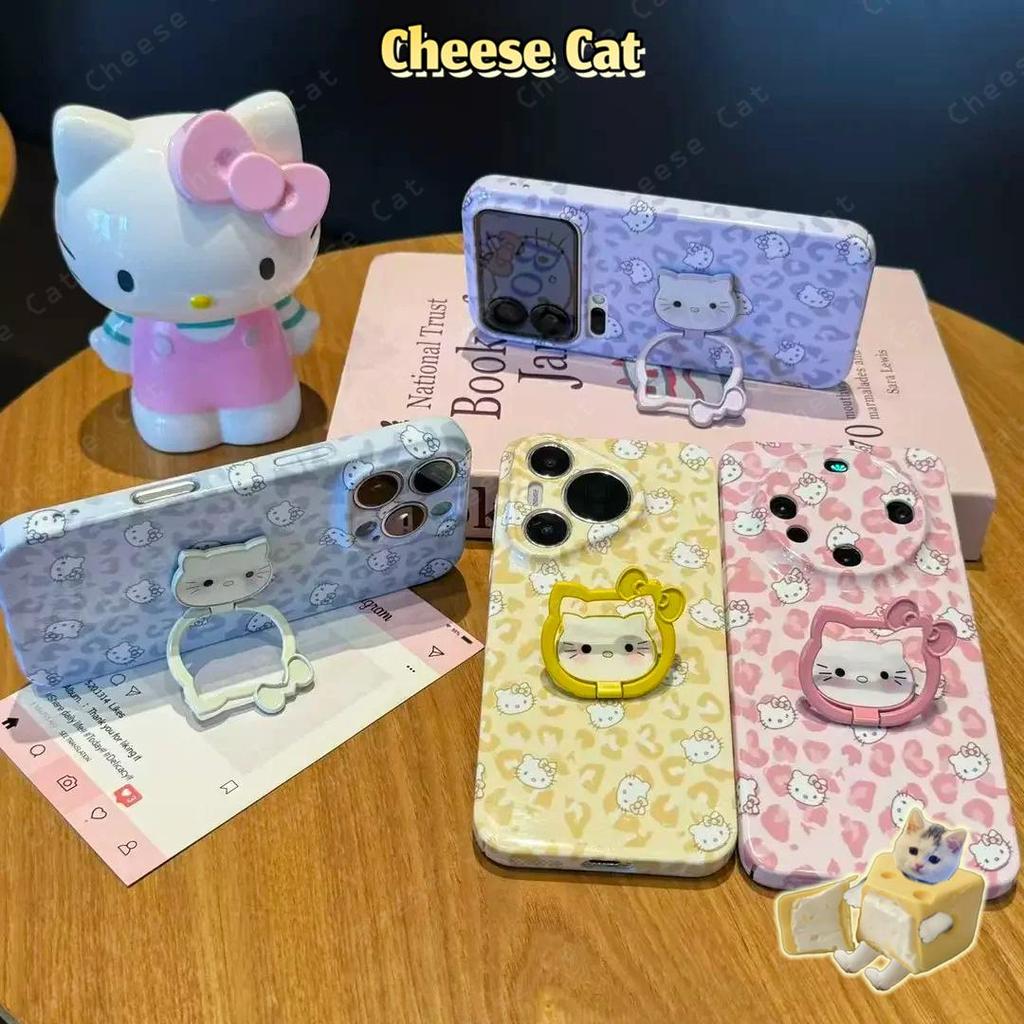 Ốp Điện Thoại Kitty Ring Màu Kẹo Tiện Lợi Cho iPhone 11 12 13 14 15 16 17 Pro Max