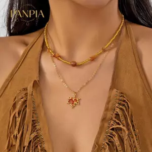PNPIA- Maillard Kim Cương Giả le Lá Lớp Nelace Bộ Dành Cho Nữ Sang Trọng Đá Không Đều Hạt Gạo Dây Xích Nelace Dự Tiệc Trang Sức Quà Tặng