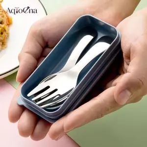 AqToCna Mini Di Động Thìa Nĩa Bộ Đồ Ăn Cắm Trại Ngoài Trời Thép Không Gỉ Bộ Dao Kéo Cho Ăn Trưa Đi Bộ Đường Dài Trại Vật Dụng Nấu Ăn AqToCna