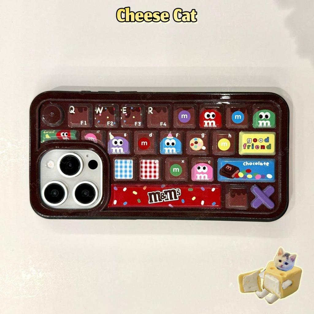 Ốp Điện Thoại Bàn Phím 3D Chocolate Bean Cho iPhone 15 13 14 11 12 16 17 Pro Max Giảm Căng Thẳng Vỏ Điện Thoại