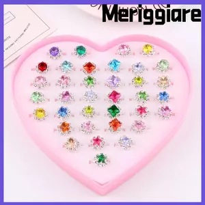MERIGGIARE 36 Chiếc Nhẫn Trẻ Em Đồ Chơi, Phong Cách Ngẫu Nhiên Trang Sức Thời Trang Nhẫn Kim Cương Nước, Kích Thước Đáng Yêu Có Thể Điều Chỉnh Kim Cương Nước Có Thể Điều Chỉnh Nhẫn Đồ Chơi Trẻ Em