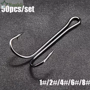 YUUKII Đôi Móc Câu Cá Sắc Nét Đầu Bền Thép Carbon Jig Bass Fishook