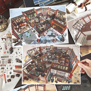 My Cabin 33.0 Quá Khổ Cảnh Quan Dán My Cabin Ba Mươi Ba Ba Sổ Tay Vui Nhộn diy Dán