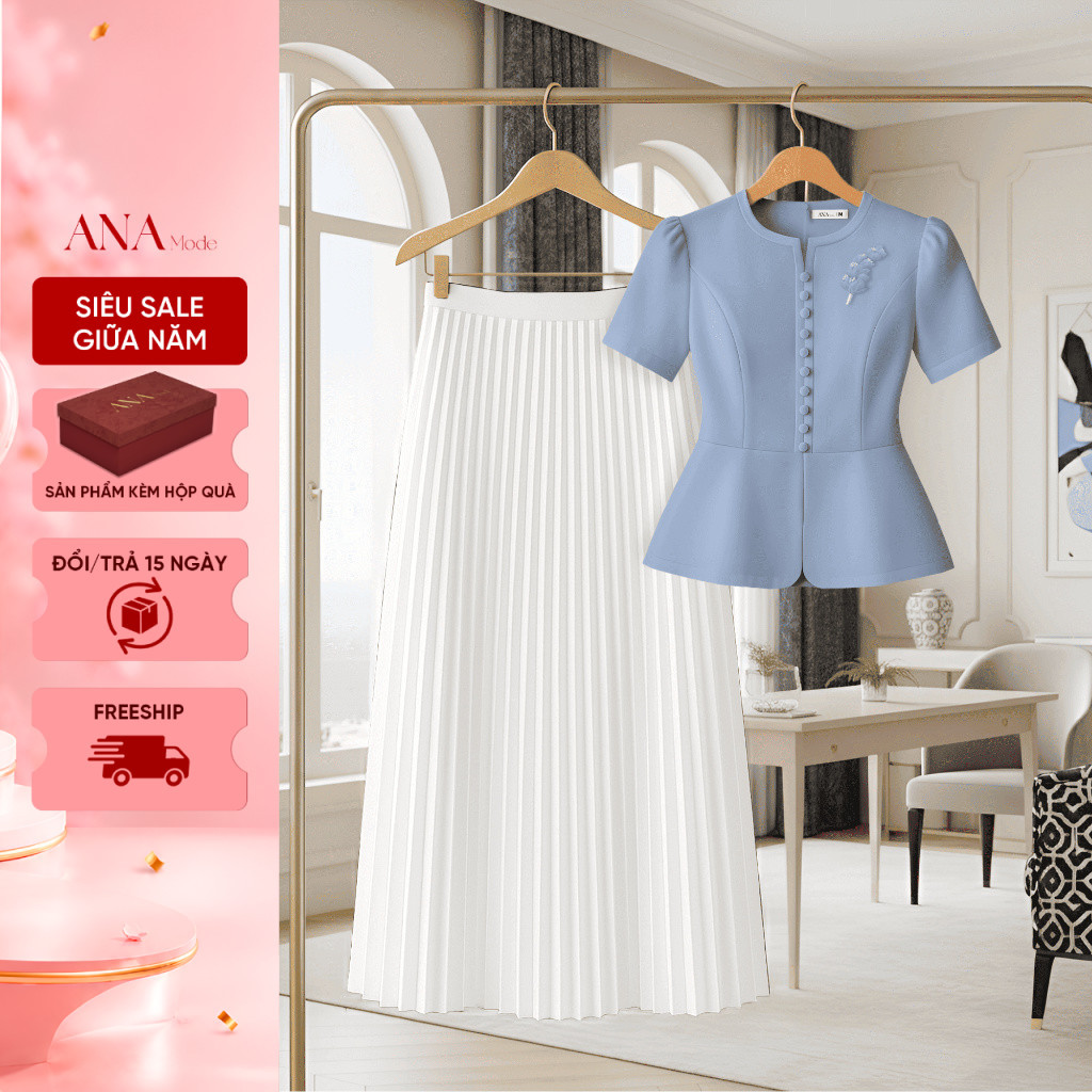 Set Quà Tặng Mẹ Ý Nghĩa Thương Hiệu ANA Mode (Áo CHD18 + Chân váy CHE17 kèm hộp quà)