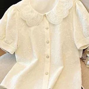 Áo sơ mi ngắn tay nữ áo mỏng, cao cấp, nhẹ sang trọng, áo Pháp, sơ mi nhỏ