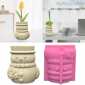 Unstop * Khuôn silicon bê tông Giáng sinh Người tuyết Khuôn trồng cây mọng nước Hoa DIY