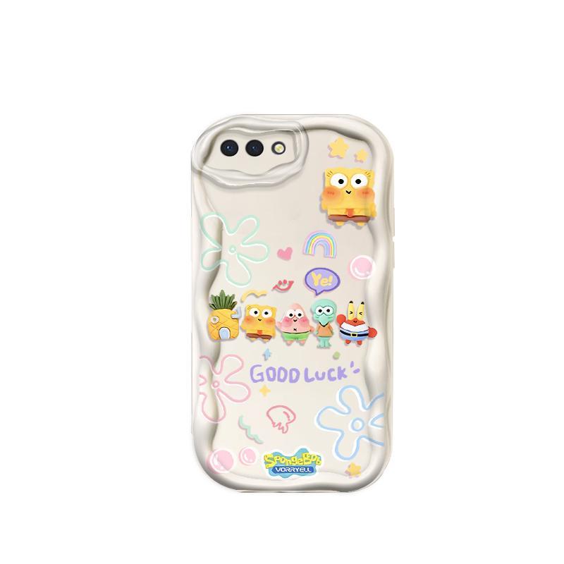 Thích hợp cho OPPO A3S A12E A1K AX5 Realme C2 Bảo vệ 3D TPU mềm SpongeBob SquarePants Vỏ điện thoại chống sốc