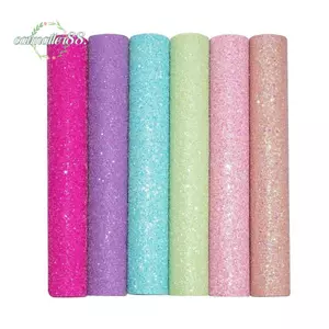 CATMALLER88 Vải da PVC lấp lánh, Bột lấp lánh lấp lánh đầy màu sắc Vải da nhân tạo, Chunky Long lanh 20x30cm Đồ thủ công DIY Túi da giả Chất liệu làm