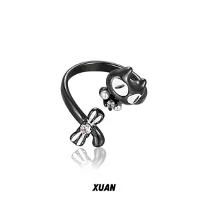 Ban đầu ins Dark Cat Nơ dát ngọc trai ngọt ngào mát mẻ Nhẫn Niche Cao cấp Mở Nhẫn Nữ
