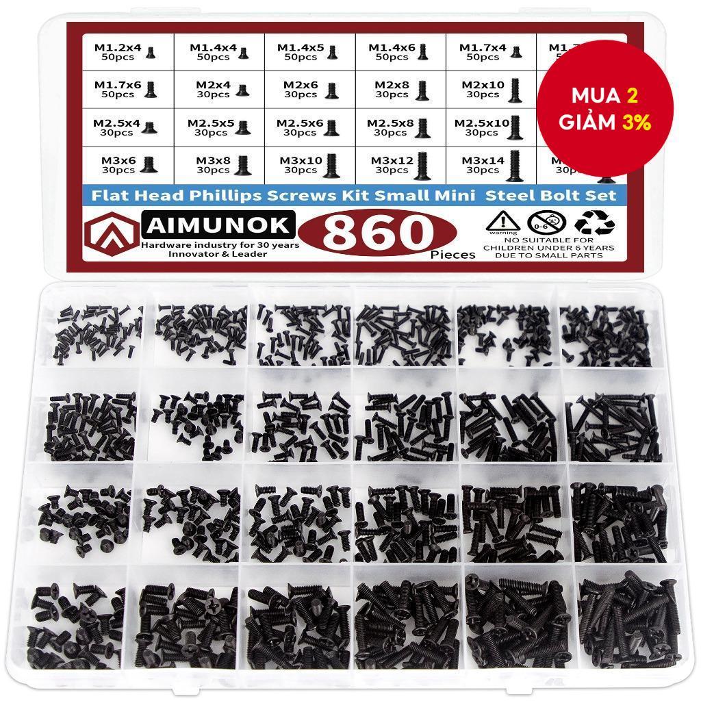 Một Bộ 860 Cái Bộ vít Phillips đầu phẳng chìm, Bu lông thép Mini M1.2-M3 để sửa chữa máy tính và máy tính xách tay