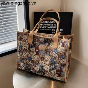 Hoạt Hình Gấu Túi Vải Nữ Phong Cách Mới Dung Tích Lớn Túi Tote Thường Ngày Phù Hợp Với Người Đi Lại Di Động Một-