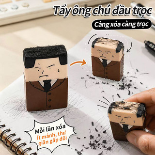 Gôm tẩy bút chì đầu hói ngộ nghĩnh xóa sạch không rách giấy không vụn cho học sinh văn phòng