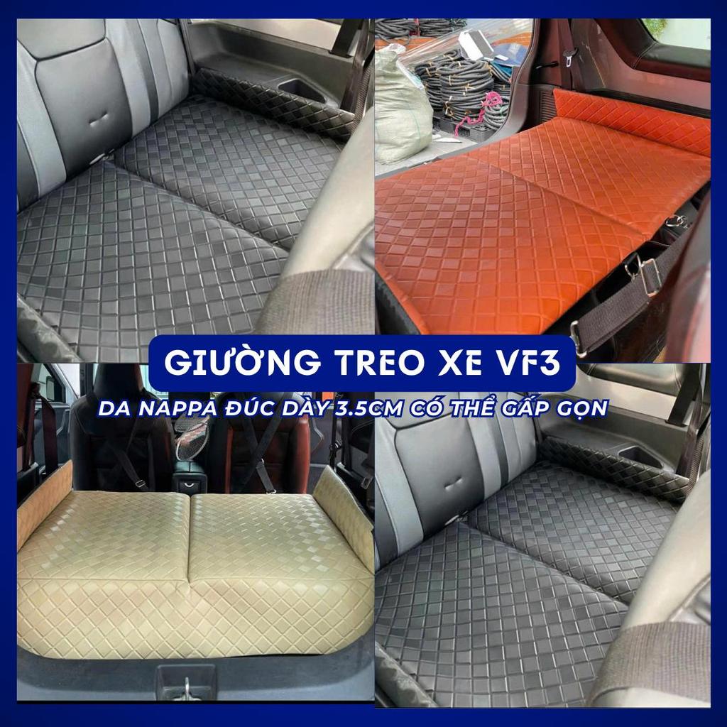 Đệm giường treo ghế sau cho xe Vinfast VF3 da Nappa đúc không chỉ chống thấm nước gấp gọn tiện lợi