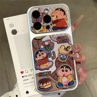 Dễ Thương Ăn Và Vẽ Crayon Shin Chan Điện Thoại Trường Hợp Cho iPhone 17 16 15 14 13 12 11 Pro Max 16 15 14 Plus
