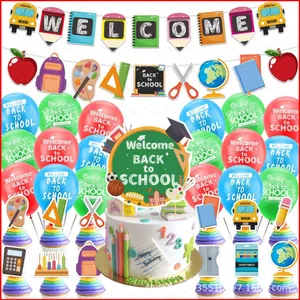 ST2 Chào Mừng Trở Lại Trường Chủ Đề Trẻ Em Sinh Nhật Trang Trí Biểu Ngữ Bánh topper Bóng Bộ Cung Cấp TS2
