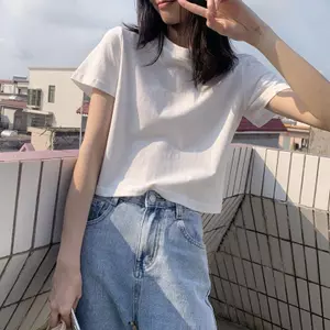 Áo thun ngắn tay Cotton phong cách Hồng Kông màu trắng Slim-Fit phong cách ngắn 2026 Thời trang mùa hè Áo thường ngày