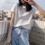 Áo thun ngắn tay Cotton phong cách Hồng Kông màu trắng Slim-Fit phong cách ngắn 2026 Thời trang mùa hè Áo thường ngày