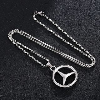 Hip Hop Vòng Cổ Logo Xe Hơi Rỗng Mặt Dây Chuyền Mặt Dây Chuyền Trang Sức Đường Phố Dài Mercedes-Benz Vòng Cổ 26.6.8