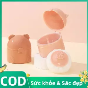 Trong kho gấu hình bé Bột lưu trữ hộp đa chức năng rỗng Puff container cho trẻ em cá tuyết
