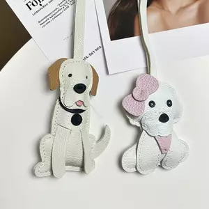 CANAMEK Mới Dễ Thương Bichon Frise Labrador Retriever Chó Quyến Rũ Dễ Thương DIY Dây Da Chó Túi Quyến Rũ CSF