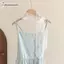 Cheenm Nữ Mùa Hè Trắng Ren Lưới Thắt Lưng Rỗng Ra Thêu Dây Xích Ôm Đầm Thanh Lịch Cao Cấp Phụ Kiện VN