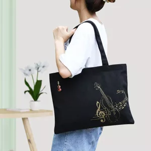 Violin Ngang Phiên Bản Túi Nữ Sinh Viên Dung Tích Lớn Canvas Âm Nhạc Văn Học Túi Xách Thường Sáng Tạo Ghi Chú Âm Nhạc Điểm Túi 6.11