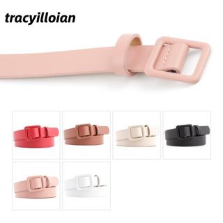 Thắt lưng quần TRACEILLOIAN, Khóa vuông không có lỗ Dây thắt lưng nữ màu trơn, Thắt lưng da PU phong cách cổ điển bền bỉ cho váy bé gái