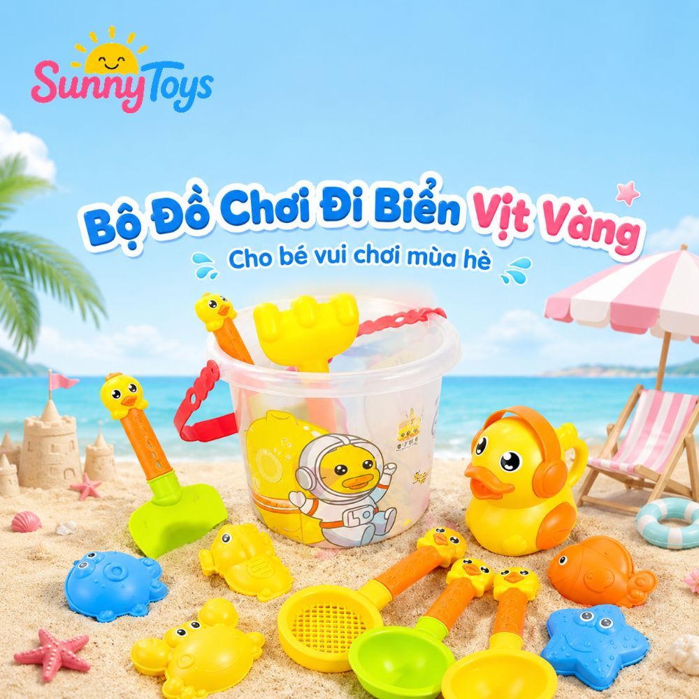 Bộ Xúc Cát Hình Vịt Xanh 18 Chi Tiết SunnyToys  - Đồ Chơi Đi Biển Cho Bé Vui Chơi