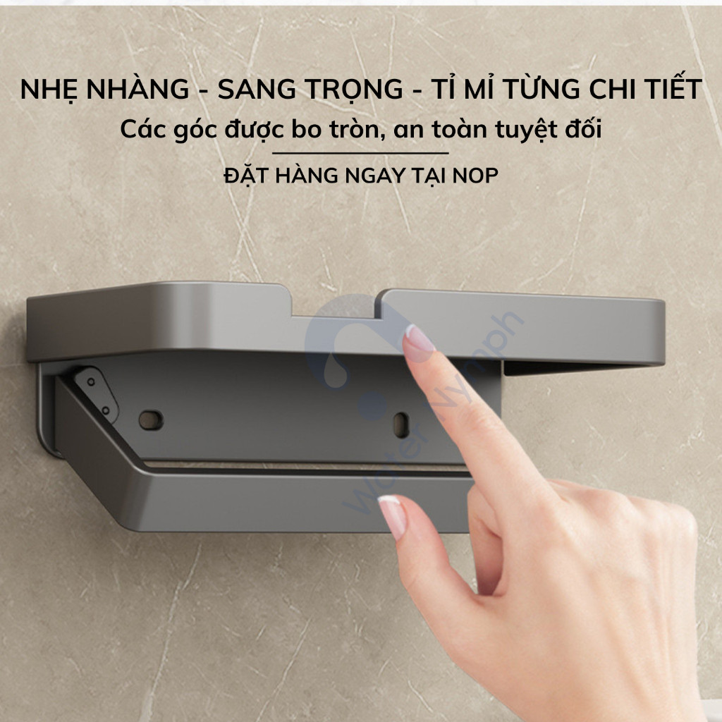 Kệ Để Giấy Vệ Sinh Gắn Tường Sang Trọng Thông Minh – Có Kệ Đặt Đồ, Dán Tường Không Khoan, Chống Nước
